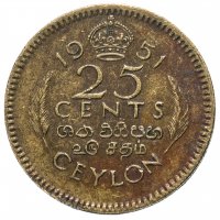 Купить Цейлон 25 центов (cents) 1951