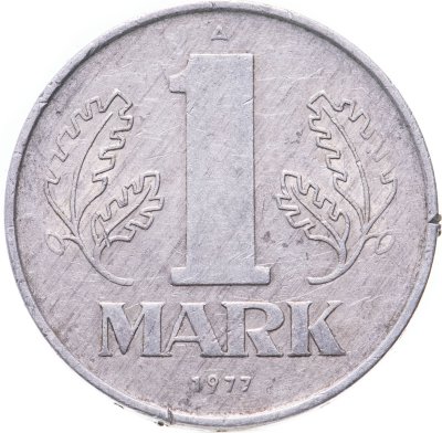 купить Германия (ГДР) 1 марка 1977, надпись "MARK"