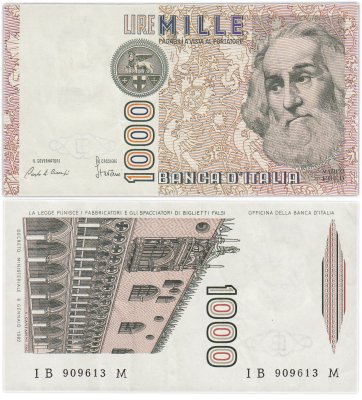 купить Италия 1000 лир 1982 года (Pick 109a)