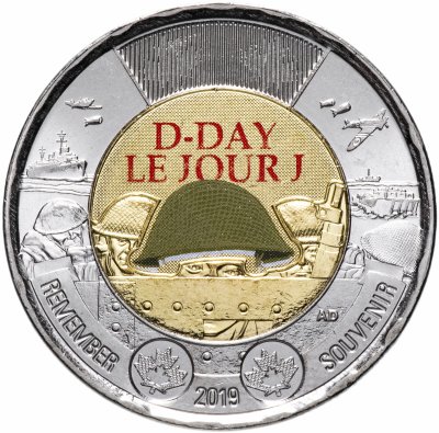 купить Канада 2 доллара (dollars) 2019 "75 лет высадке союзников в Нормандии (D-Day)" цветное покрытие