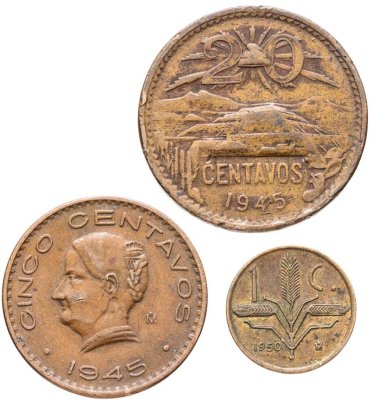 купить Мексика набор монет 1945-1950 (3 штуки)