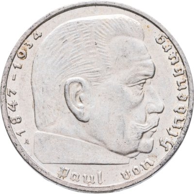 купить Германия, Третий рейх, 2 рейхсмарки 1939 A Рейхспрезидент Германии Пауль фон Гинденбург