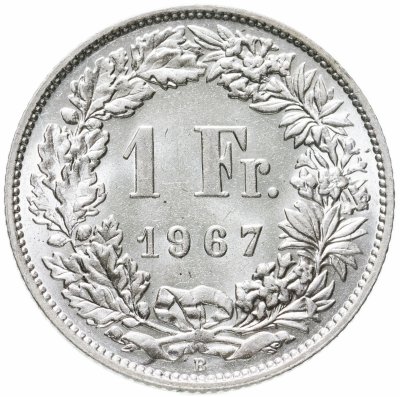 купить Швейцария 1 франк (franc) 1967