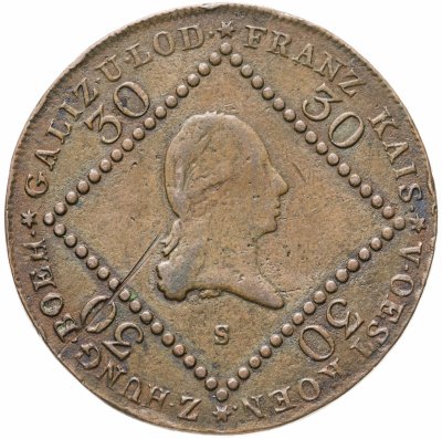 купить Австрия 30 крейцеров (kreuzer) 1807 A знак монетного двора "A" - Вена