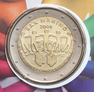 купить Сан-Марино 2 евро 2008 "Год европейского межкультурного диалога", в буклете