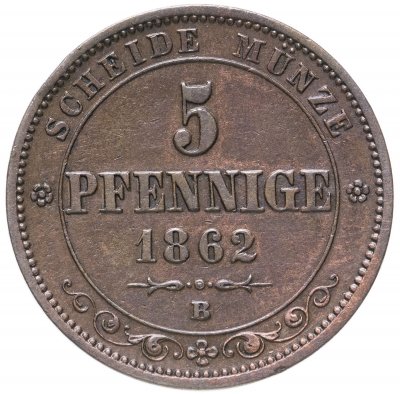 купить Германия, Саксония 5 пфеннигов (pfennige) 1862 В
