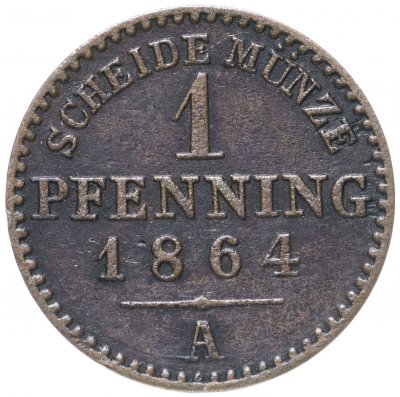 купить Пруссия 1 пфеннинг 1864 А