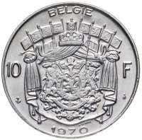 Купить Бельгия 10 франков 1969-1979 (Надпись на голландском - 'BELGIE')