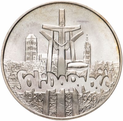 купить Польша 100000 злотых (zlotych) 1990 "10 лет независимому самоуправляемому профсоюзу «Солидарность»"