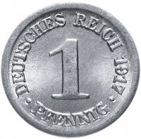 Купить Германия 1 пфенниг (pfennig) 1917 "D"