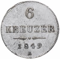 Купить Австрия 6 крейцеров (kreuzer) 1849 A