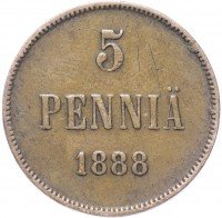 Купить 5 пенни 1888, монета для Финляндии