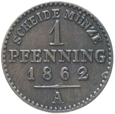 купить Германия, Пруссия 1 пфенниг 1862