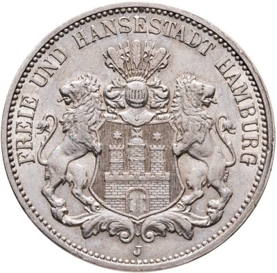 купить Германская империя, Гамбург 3 марки (mark) 1909