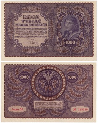 купить Польша 1000 марок 1919 (Pick 29) Банкнота большого размера