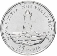 Купить Канада 25 центов (cents) 1992 "125 лет Конфедерации Канада - Новая Шотландия"