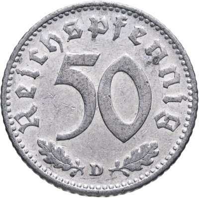 купить Германия, Третий рейх 50 рейхспфеннигов 1935, знак монетного двора "D" — Мюнхен