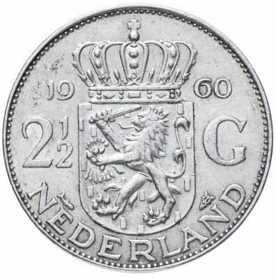 купить Нидерланды 2 1/2 гульдена (gulden) 1960