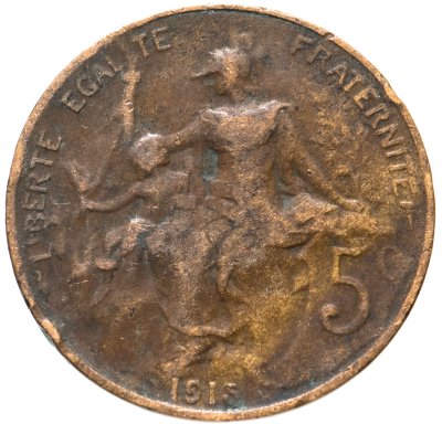 купить Франция 5 сантимов (centimes) 1915