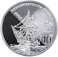 Купить Польша 10 злотых 2007 "Польские путешественники - Генрик Арцтовский и Антони Болеслав Добровольский. Корабль"