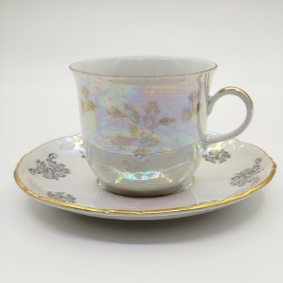 купить Пара чайная с растительным декором (в подборе), фарфор, деколь, люстр, золочение, Kahla, ГДР, 1967-1987 гг.