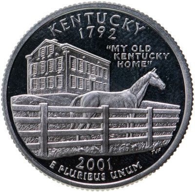 купить США 25 центов (квотер, 1/4 доллара, quarter dollar) 2001 S — штат Кентуки