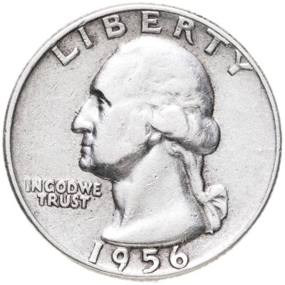 купить США 25 центов (квотер, 1/4 доллара, quarter dollar) 1956 "Washington Quarter"