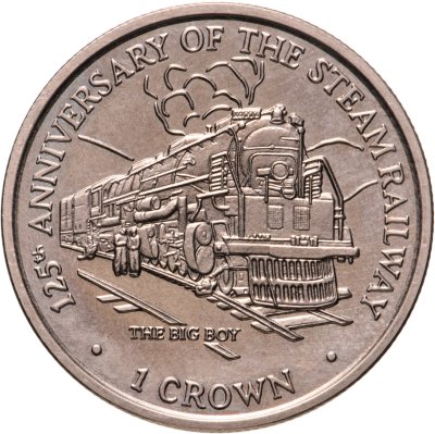 купить Остров Мэн 1 крона (crown) 1998 125 лет паровой железной дороге - паровоз Биг Бой