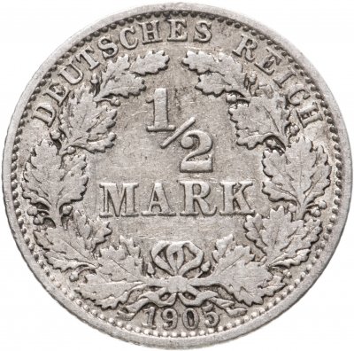 купить Германия(Германская Империя) 1/2 рейх марки 1905 "А"