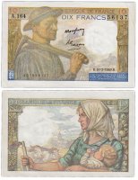 купить Франция 10 франков 1941-1949 Miner (Шахтер) Type (Pick 99)