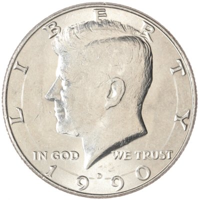 купить США 50 центов (1/2 доллара, half dollar) 1990 D Kennedy Half Dollar (Кеннеди) знак монетного двора "D" - Денвер