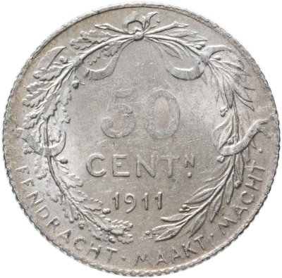 купить Бельгия 50 сантимов (centimes) 1911 Надпись на голландском - 'ALBERT KONING DER BELGEN'