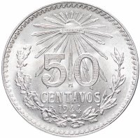 Купить Мексика 50 сентаво (centavos) 1944