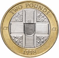 купить Гернси 2 фунта (pounds) 1998