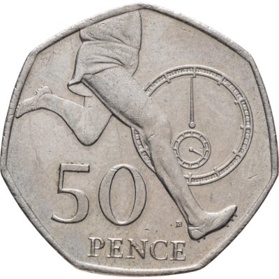 купить Великобритания 50 пенсов (pence) 2004 "50 лет рекорду в беге - миля менее чем за 4 минуты"