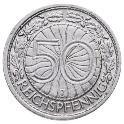 купить Германия 50 рейхспфеннигов (reichspfennig) 1928, знак монетного двора "J" — Гамбург