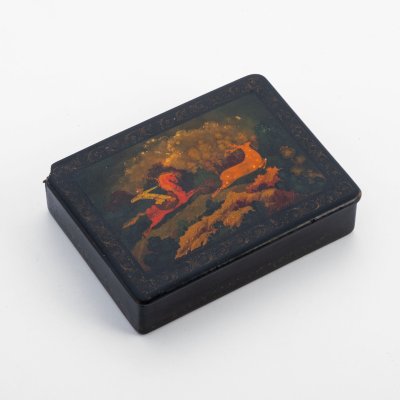 купить Шкатулка со сценой охоты, папье-маше, роспись, СССР, 1930-1960 гг.