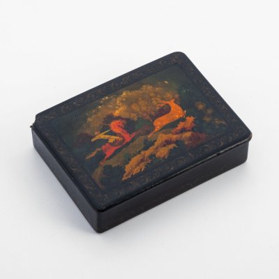 купить Шкатулка со сценой охоты, папье-маше, роспись, СССР, 1930-1960 гг.