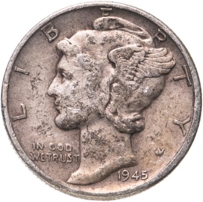 купить США 10 центов (дайм, one dime) 1945