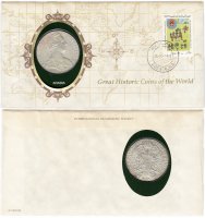 Купить Серия «Великие исторические монеты мира» - Австрия 1 талер (thaler) 1780 талер Марии Терезии рестрайк (новодел) (монета и 1 марка в конверте)