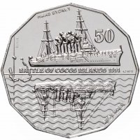 Купить 50 центов (cents) 2014 Австралия в состоянии войны - Битва у Кокосовых островов Австралия