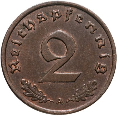 купить Германия (Третий рейх) 2 рейхспфеннига (reichspfennig) "A" 1938