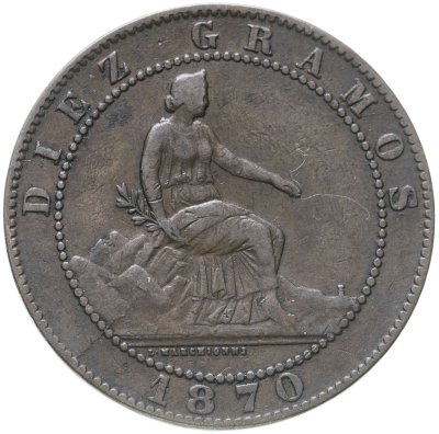 купить Испания 10 сентимо (centimos) 1870
