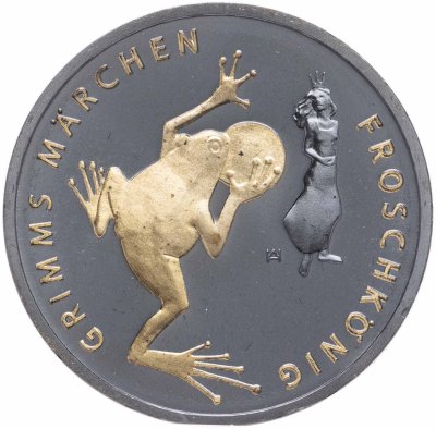 купить Германия 20 евро 2018 "Король лягушка golden enigma" в футляре с сертификатом частная модификация подлинной монеты