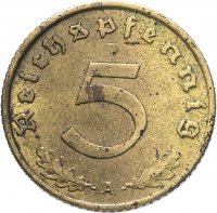 купить Германия (Третий Рейх) 5 рейхспфеннигов 1939 "А"