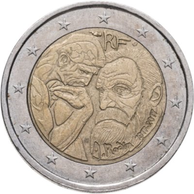 купить Франция 2 евро (euro) 2017 100 лет со дня смерти Огюста Родена
