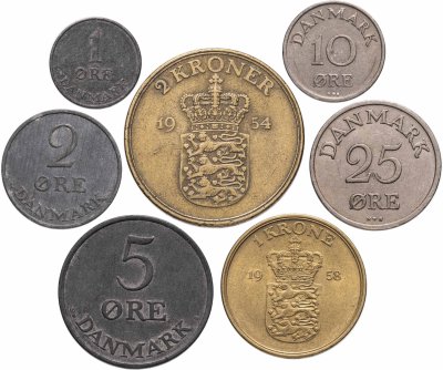 купить Дания полный набор монет для обращения 1951-1959 (7 шт.)