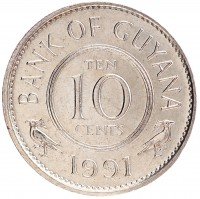 купить Гайана 10 центов 1991