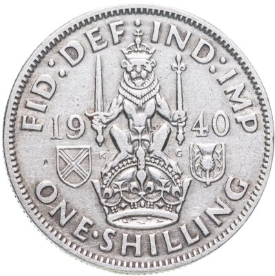 купить Великобритания 1 шиллинг (shilling) 1940 "Шотландский шиллинг - лев, сидящий на короне"
