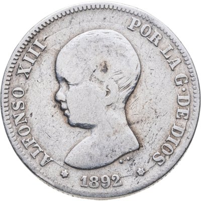 купить Испания 2 песеты (pesetas) 1892